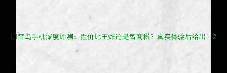 图片 📱雷鸟手机深度评测：性价比王炸还是智商税？真实体验后给出！2