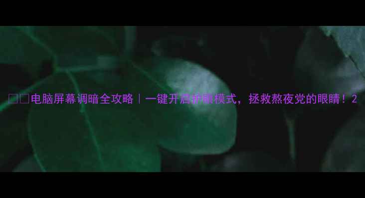 图片 📱💻电脑屏幕调暗全攻略｜一键开启护眼模式，拯救熬夜党的眼睛！2