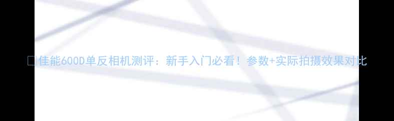 图片 📸佳能600D单反相机测评：新手入门必看！参数+实际拍摄效果对比