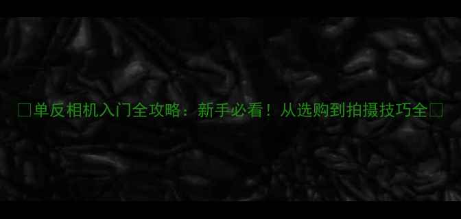 图片 📸单反相机入门全攻略：新手必看！从选购到拍摄技巧全✨