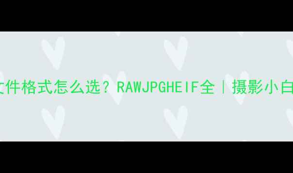 图片 📸单反相机文件格式怎么选？RAWJPGHEIF全｜摄影小白必看干货💻1