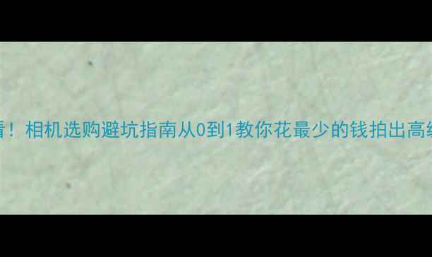 图片 📸新手必看！相机选购避坑指南从0到1教你花最少的钱拍出高级感大片！