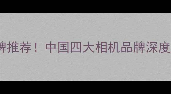 图片 📸最新国产相机品牌推荐！中国四大相机品牌深度测评，附选购指南1