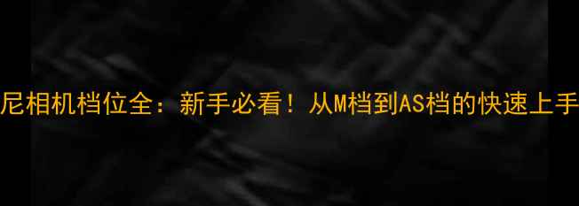 图片 📸索尼相机档位全：新手必看！从M档到AS档的快速上手指南