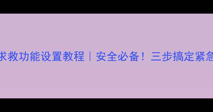 图片 🔍手机SOS求救功能设置教程｜安全必备！三步搞定紧急情况求救2
