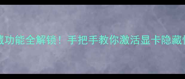 图片 🔥NVIDIAAMD显卡隐藏功能全解锁！手把手教你激活显卡隐藏性能（附官方教程）1