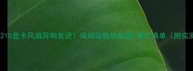 图片 🔥影驰GT210显卡风扇异响发烫？保姆级散热指南+避坑清单（附实测数据）2