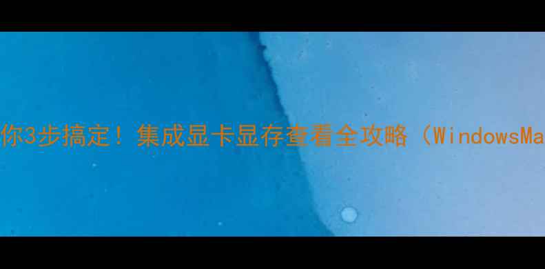 图片 🔥手把手教你3步搞定！集成显卡显存查看全攻略（WindowsMacOS安卓）1