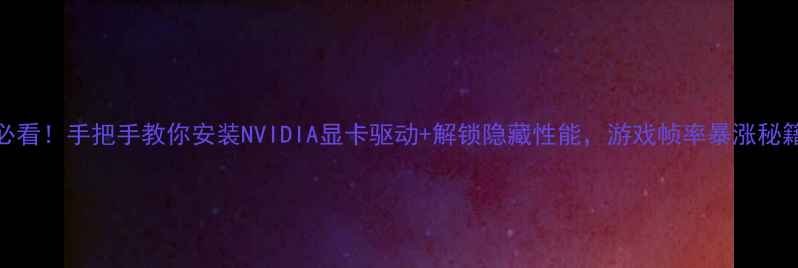 显卡党必看手把手教你安装NVIDIA显卡驱动解锁隐藏性能游戏帧率暴涨秘籍大公开