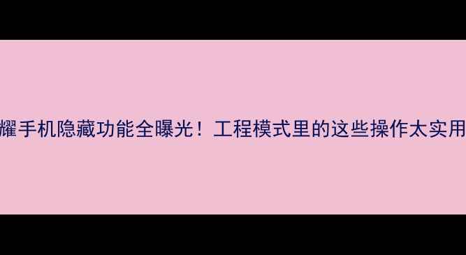 图片 🔧荣耀手机隐藏功能全曝光！工程模式里的这些操作太实用了💡